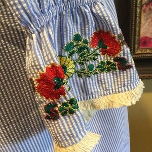 *Rebellion- Embroidered Seersucker Dress. Size L